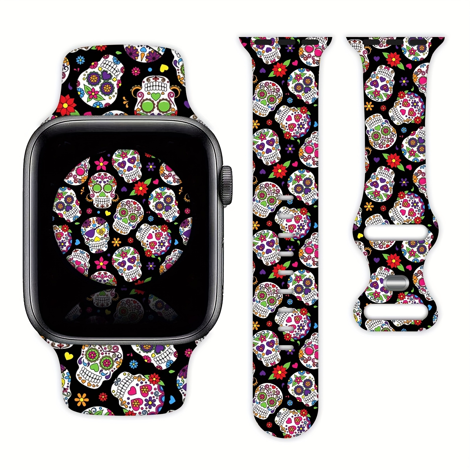 Halloween Black Cat Theme Stylish Silicone Watch Band Compatible