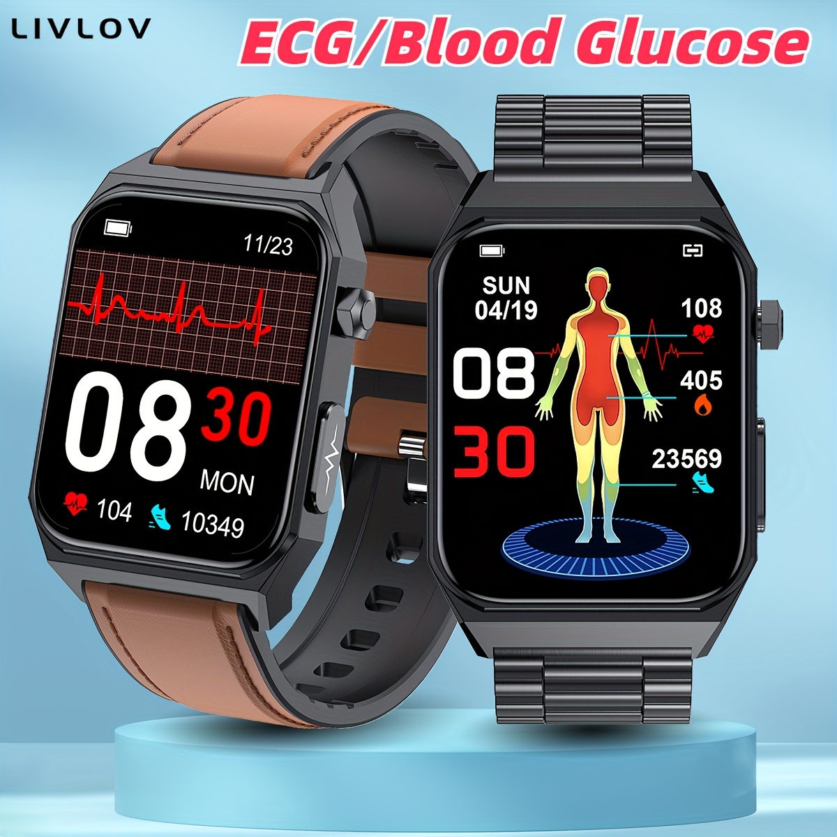 reloj inteligente reloj medidor glucosa Relojes Inteligentes, Reloj Medidor  Glucosa y Tension Arterial, IP67 Impermeable, Pantalla 1.91 Pulgadas,  Smartwatch con Frecuencia Cardíaca/oxígeno en Sangre/m : :  Electrónicos