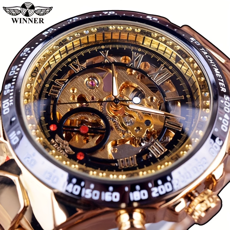 Reloj para hombre con esqueleto, reloj mecánico automático, esqueleto  dorado, relojes Vintage para hombre, primeras marcas