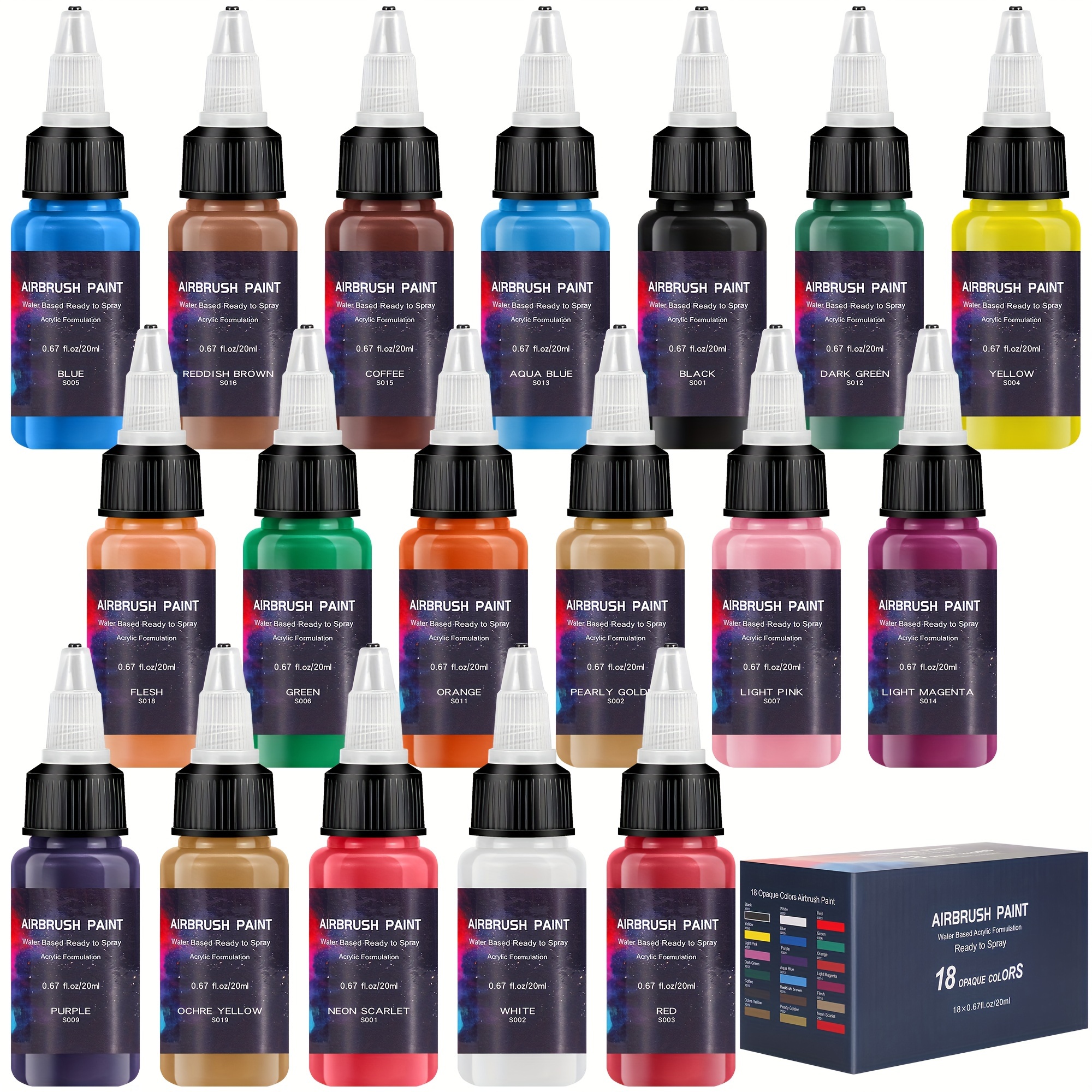  MEEDEN Airbrush Paint Set, 60 Colors/30ml Airbrush Paints  Containing Metallic and Neon Colors for Model Painting : Arts, Crafts &  Sewing