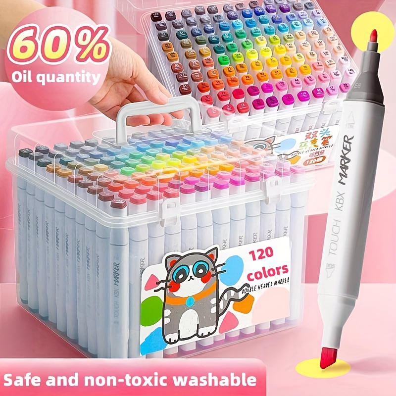 Ohuhu Marker Pen 80 colors, oil-based, with thick and thin ends carrying  case