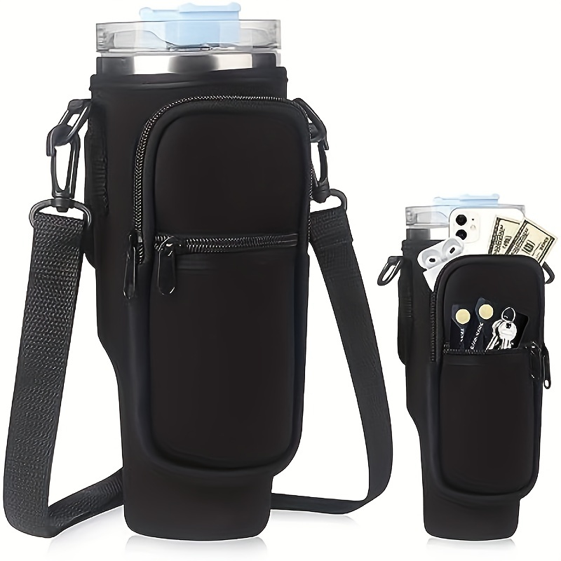 Packable Water Bottle Tote Carrier Bag Tumbler Cup Holder Pouch with  Adjustable Strap Crossbody Mug Sling Sleeve 