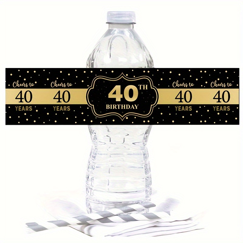 Birthday Party Black Golden Stickers Cute Water Bottle - Temu