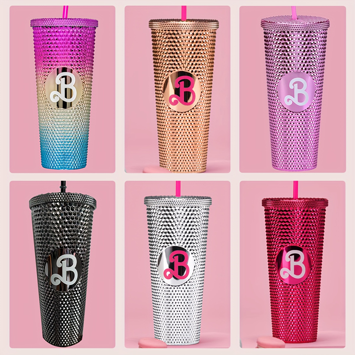 Pink B Studded Tumbler pink B cup Letter B Studded Tumbler AliExpress