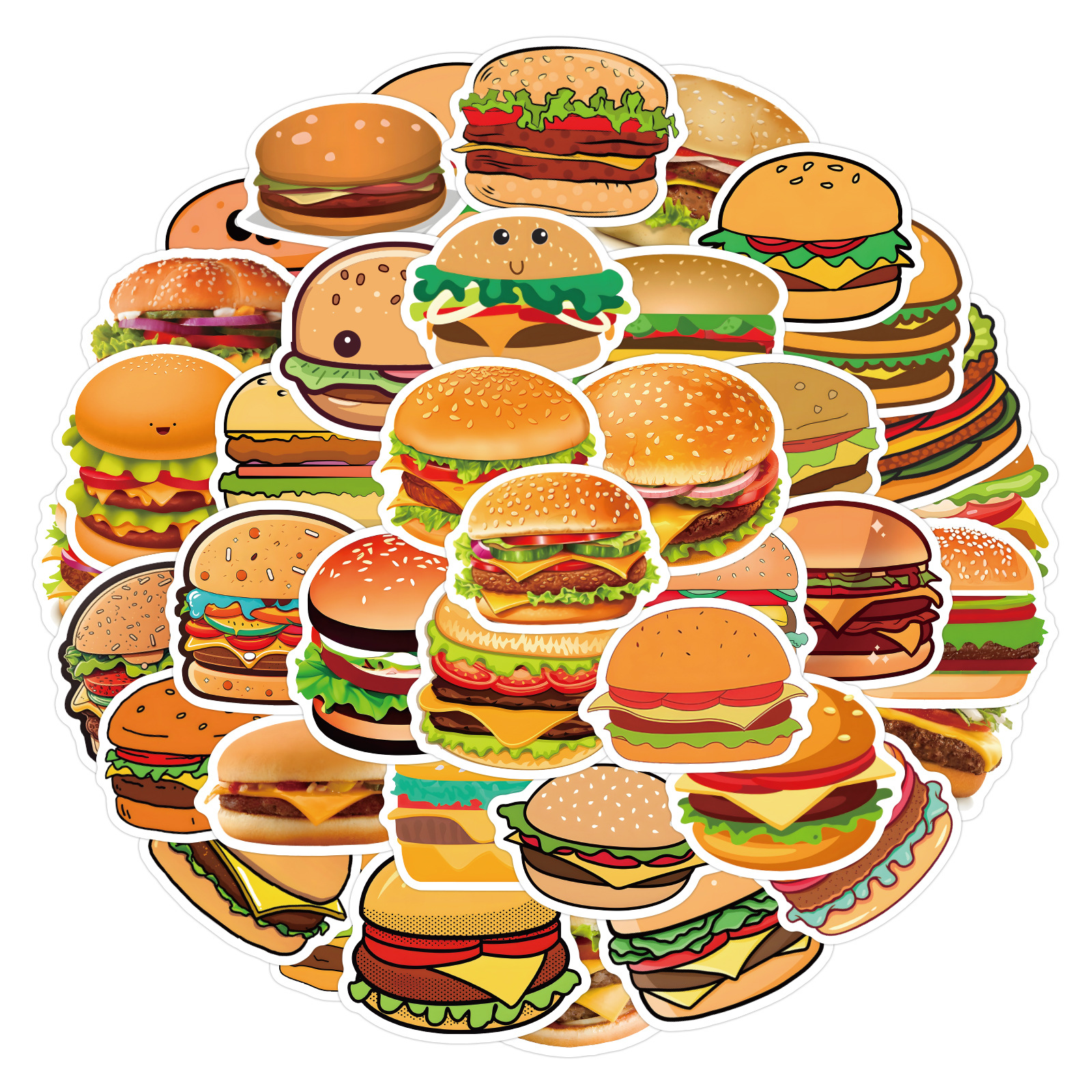 44 Cartoon Food Waterproof DIY Stickers For Water Bottle Laptop Car  Computer Scrapbooking Skateboard, Cute Snack Cookie Hamburger Stickers For  Teens K