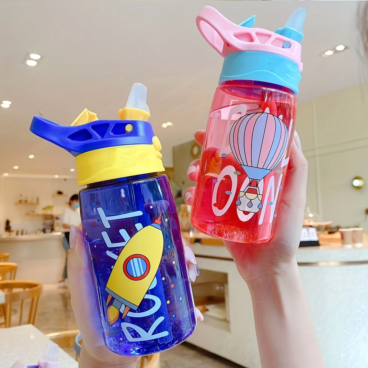 Sexy Dance Kids Children Straw Water Bottle Plastic Drinking Cup Leak Proof  Portable Sports Student School Suction Cup 16.2oz 480ml BPA Free 