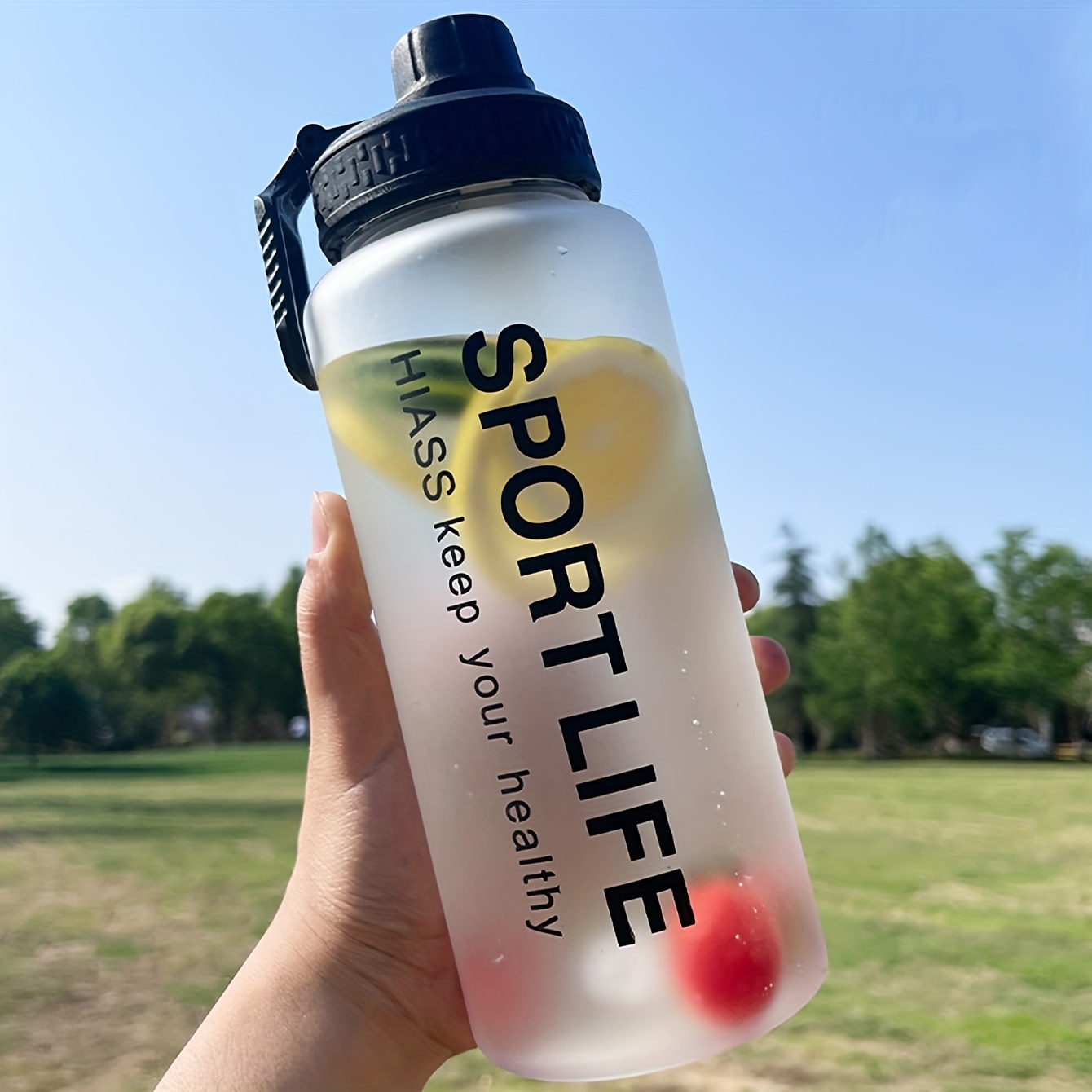 1Litre Water Bottle Sport Drinks Bottle 1L Water Bottle with Lock Cover & Leak Proof,for Gym, School,Cycling,Outdoor,Sports,Fitness& Office,Black