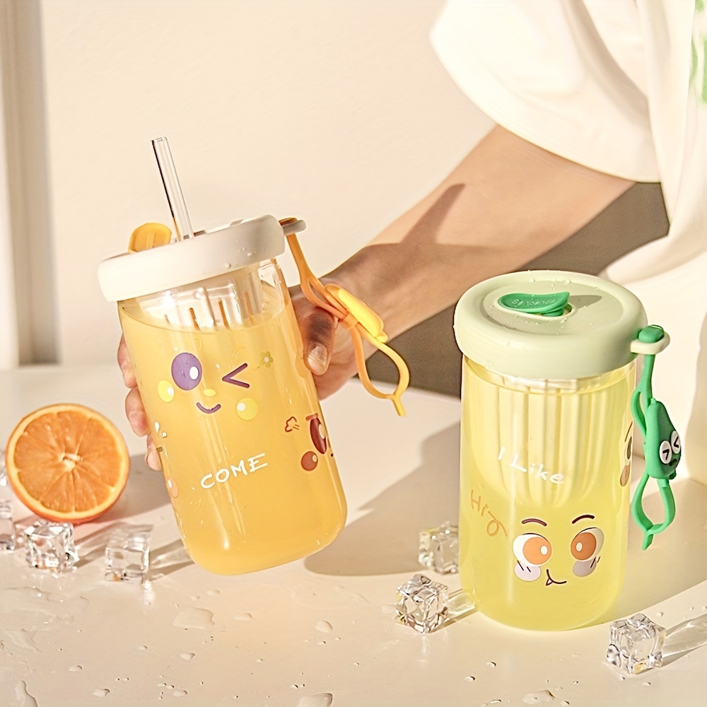 Drink Tumbler Water Cup With Bamboo Lid Straw Cute Reusable - Temu