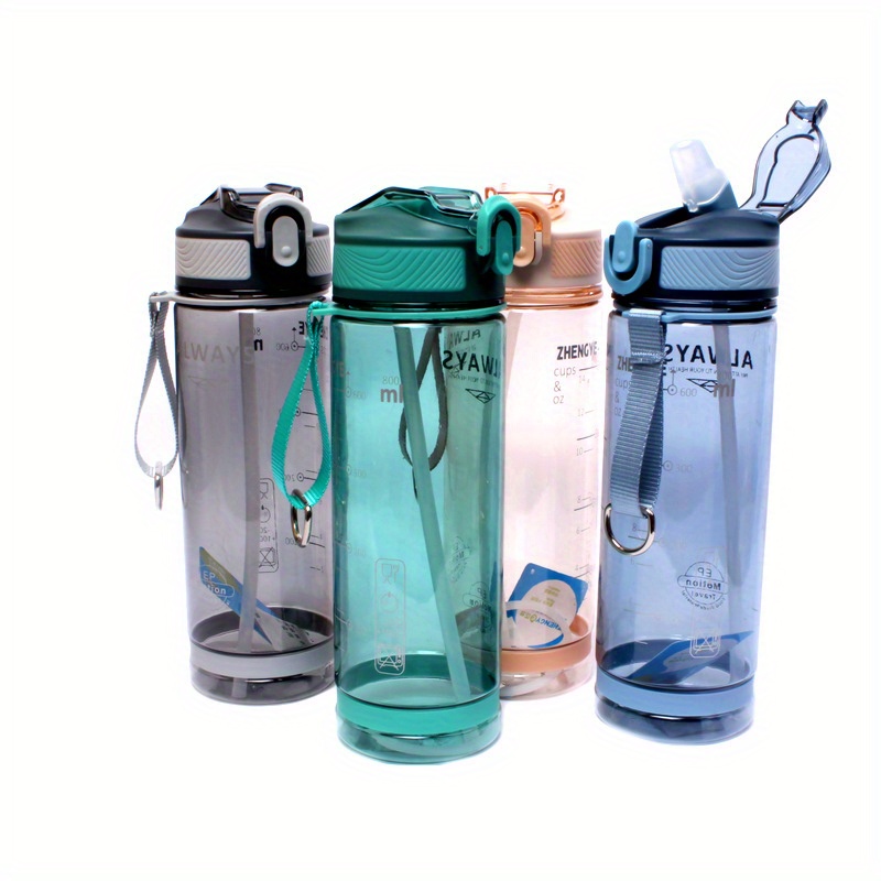 Mumutan Borraccia Sportiva con Cannuccia 2 litri, set da 4  (2L+800ML+500ML+280ML), senza BPA, con indicatore del tempo, Bottiglia  d'acqua per campeggio (viola) 