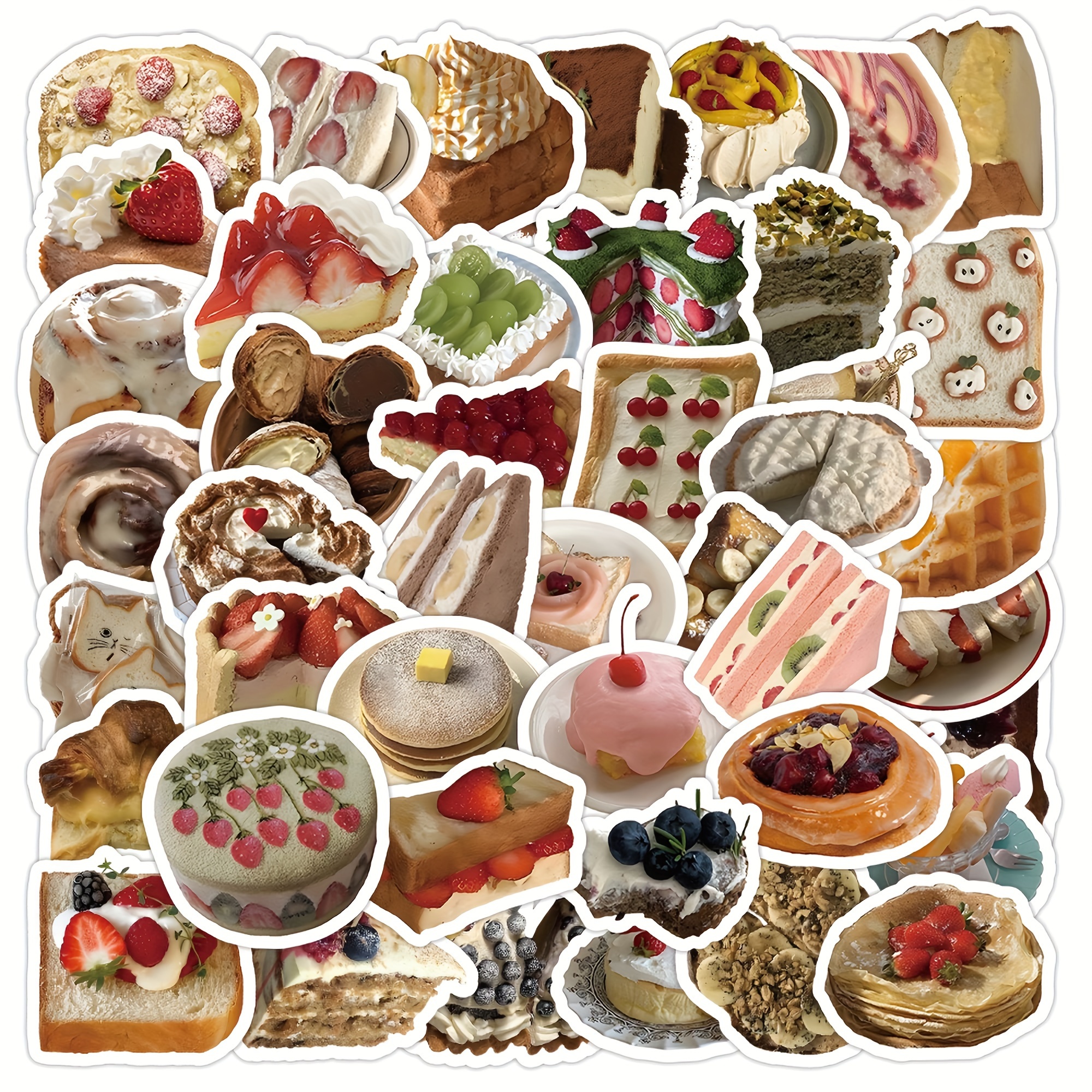 100pcs Donut, Hamburger, Coffee & Cake Design Food Stickers For Scrapbooking