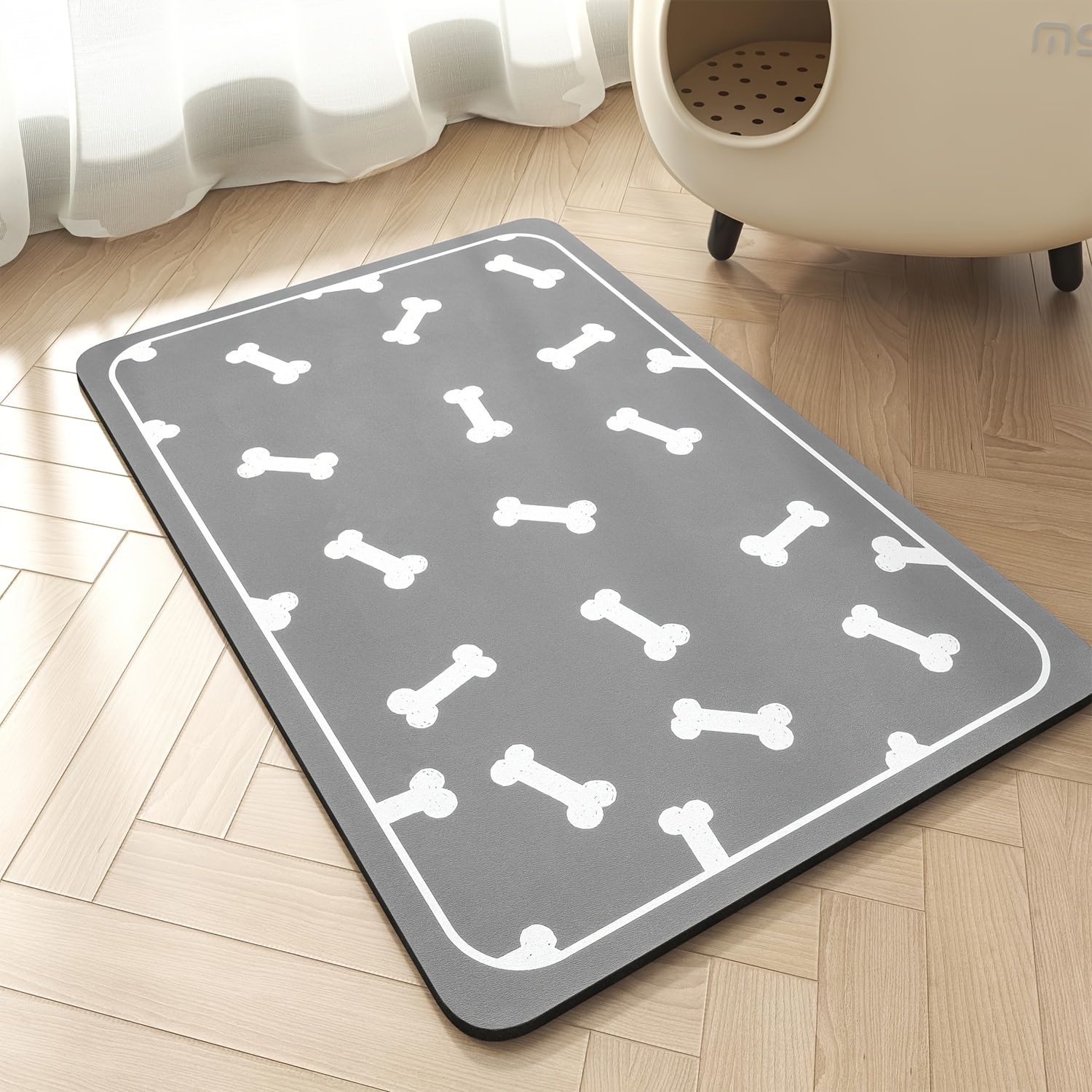 Bone Print Dog Feeding Mat, Super Absorbent Quick Dry Dog Bowl Mat With  Non-slip Rubber Backing, Easy To Clean No Stain Dog Placemat Dog Floor Mat  - Temu