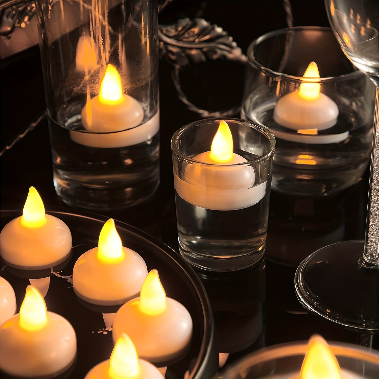 Tapez 4 Vase à bougies flottantes de noël, remplissage de perles