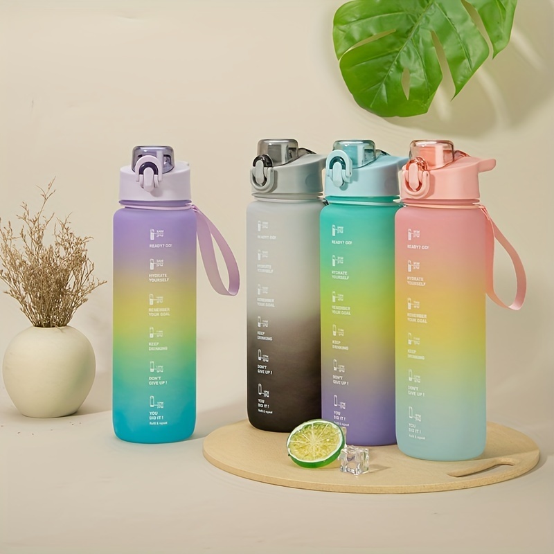 Botella de agua de 2 litros con pajita degradada, botella de agua para  Fitness, regalo al aire libre, botella de agua con marcador de tiempo,  Drinkware para hombres y mujeres - AliExpress