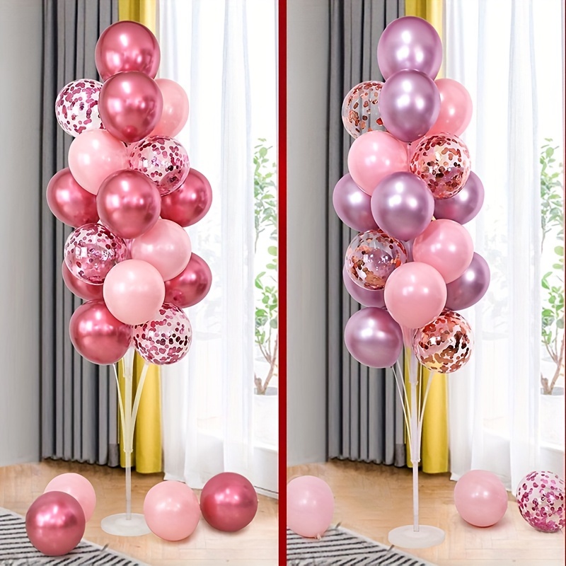 Kit de soporte de columna de globo para piso, juego de 2  columnas de globos de 5 pies de alto, kit de arco de globos con base y  poste, decoraciones de
