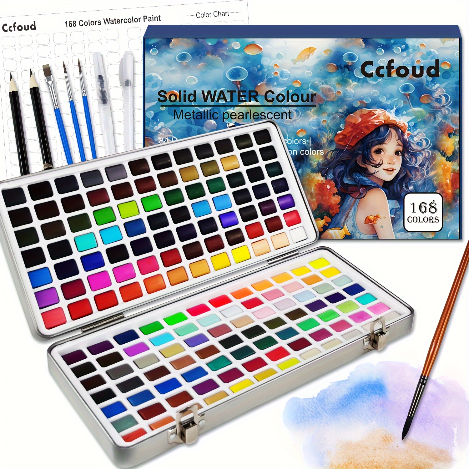 Acquerelli metallici professionali 28 Set da disegno a pigmenti con vernice  perlata con carta ad acquerello per Nail Art e pittura ad acqua