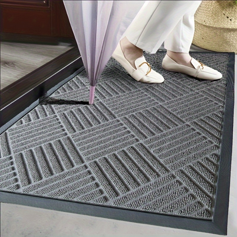 1/2 PCS Door Mat Outside Inside with Non-Slip TPR Rubber Backing, 17 X 30  Doormat for Entrance Way Outdoors Indoor, Striped Entryway Rug, Floor Mat  for Home, Low Profile, Super Absorbent, Machine
