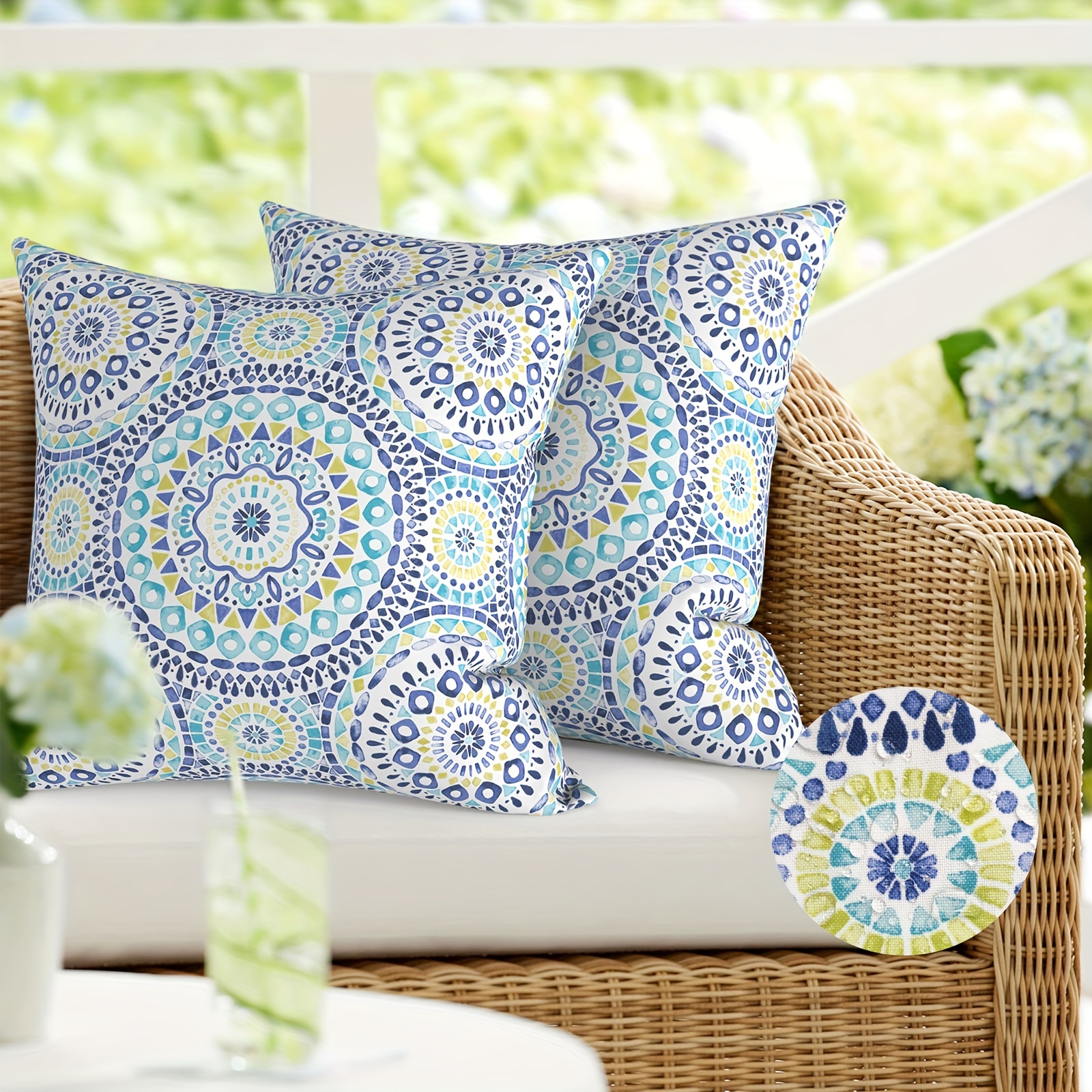 Boho Farmhouse Floral Printed Outdoor Pillow Covers For Patio, Garden, And  Home Decor - - Includes Pillow Insert - Temu