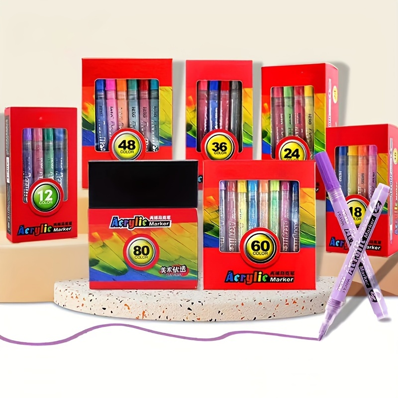 Arrtx Crayons acryliques pour peindre, 30 couleurs de crayons acryliques  impermé