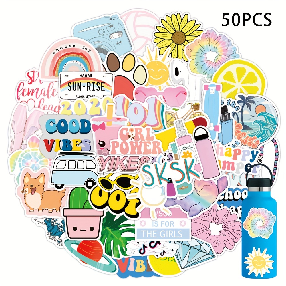 100pcs VSCO Stickers Cute Preppy Artist Aesthetic Vine Hydro Flask Laptop  Girls