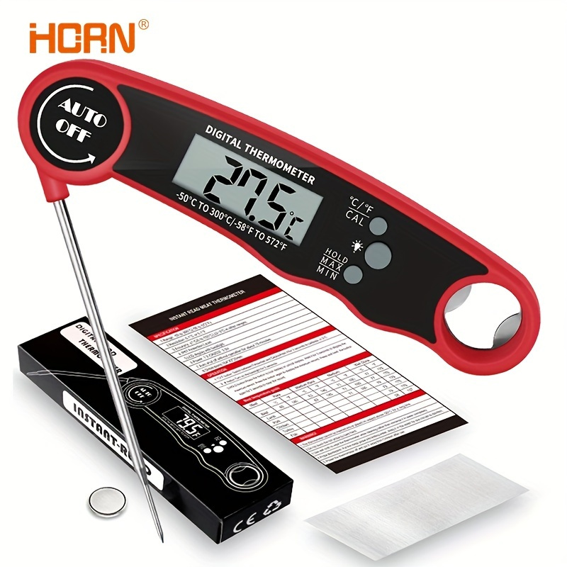 Digital Meat Thermometer with Folding Probe, IPX7 Waterproof Food  Thermometer for Cooking, Instant Read Thermometer with LED Backlit Display,  Bottle