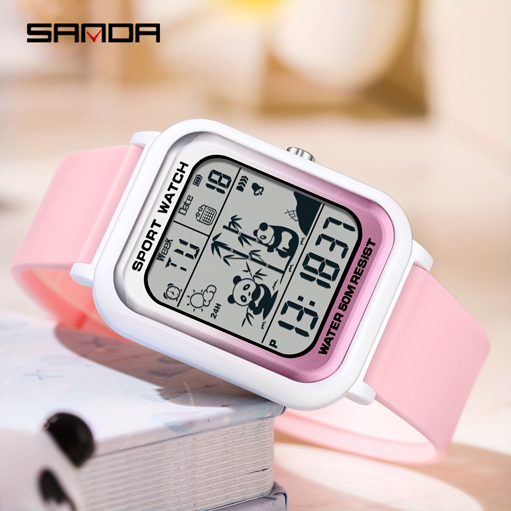 Relojes de moda para mujer, para niños, niñas, natación, deportes, digital,  impermeable, reloj de pulsera para mujer (color rosado)