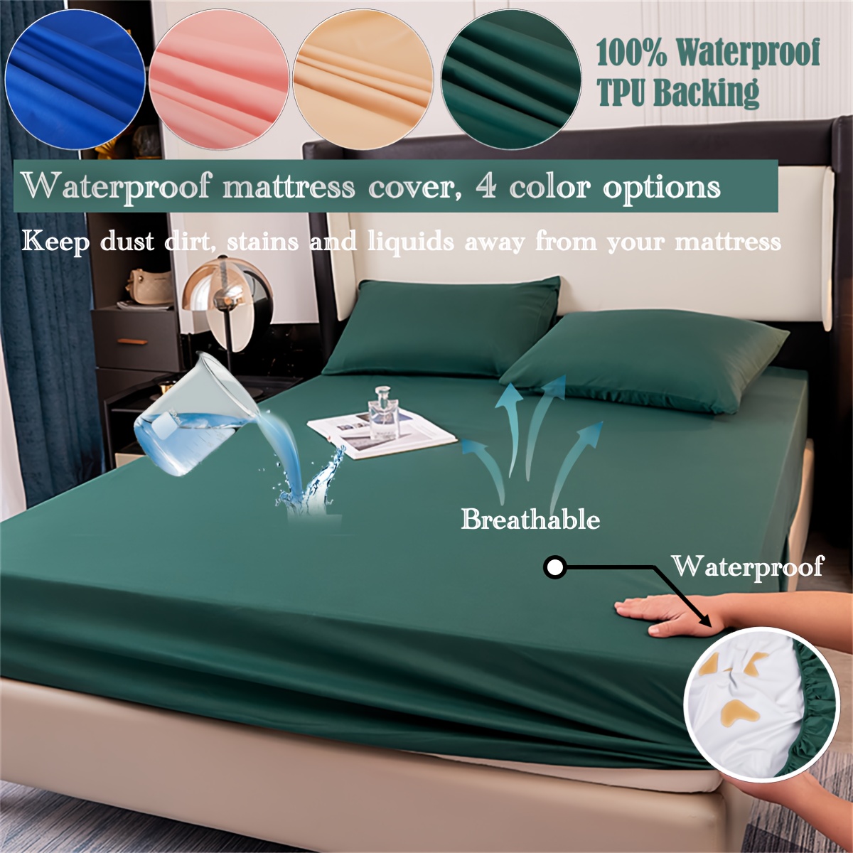 VitaliSpa protector de colchón blanco somier de cama 180 x 200 cm