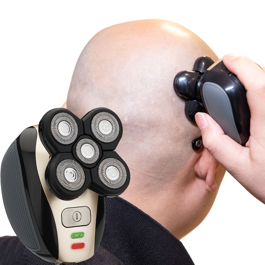 Comprar Afeitadora de cabeza eléctrica 5 en 1 para hombres calvos  Afeitadoras de cabeza de diseño rotativo Kit de aseo eléctrico para hombres  con cuchillas giratorias, cortaúñas, recortadora de nariz inalámbrica