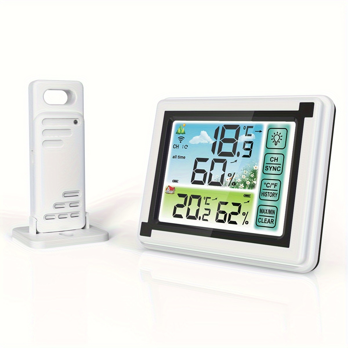 Station météo sans fil, thermomètre hygromètre intérieur extérieur  numérique avec écran LCD rétroéclairé - Meshago Niger