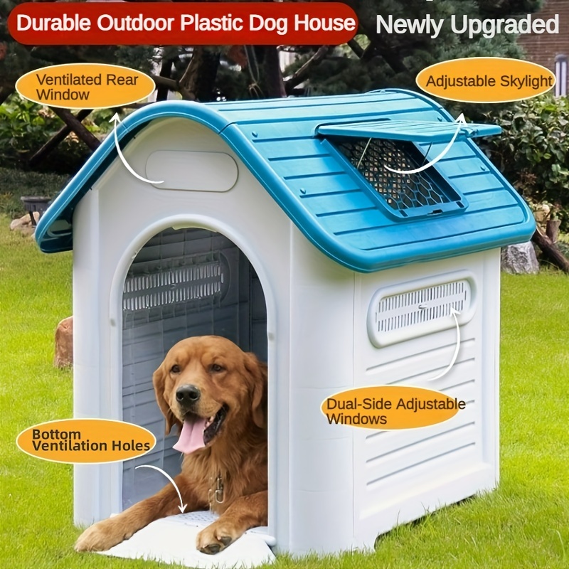 PawHut dog house indoor & medium-large outdoor wooden plastic dog