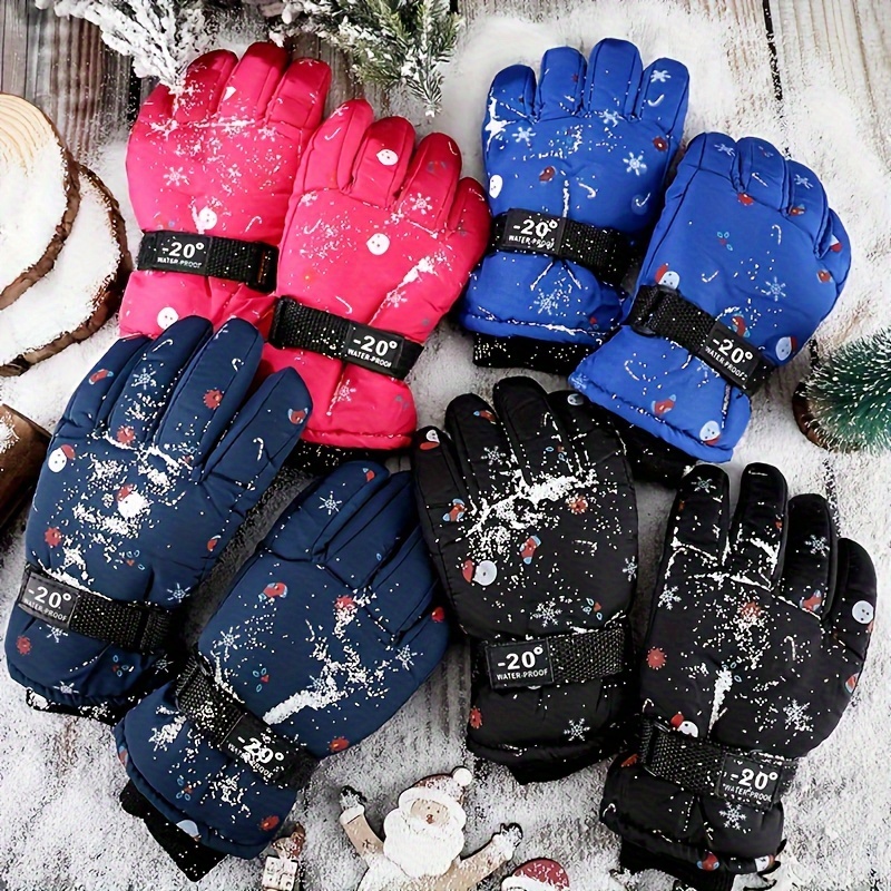  3 pares de guantes de nieve para niños, guantes de invierno  para niños, impermeables, cálidos, guantes de esquí resistentes al viento,  ajustables, antideslizantes, guantes para niños y niñas, clima frío  (naranja