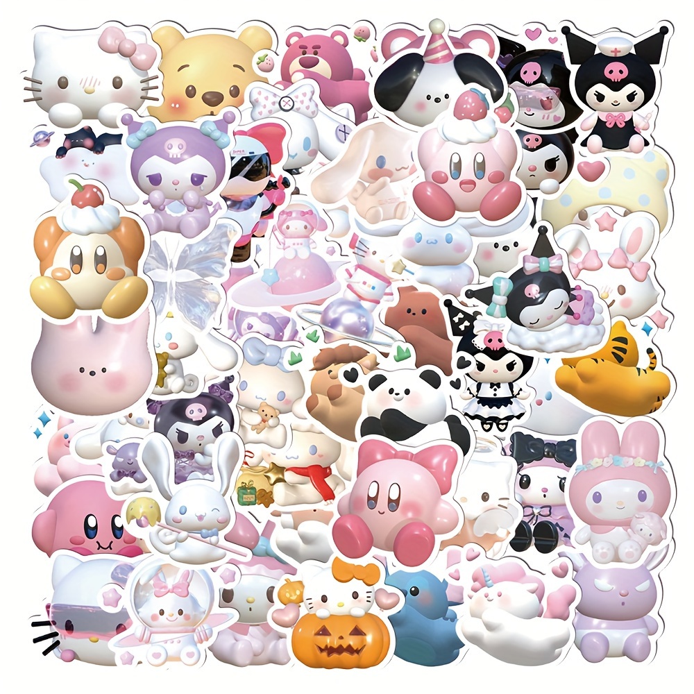 50 Pcs 3D Stickers for Water Bottles 3D Stickers for Kids Cute 3D Stickers  for Scrapbooking 3D Stickers for Bedroom