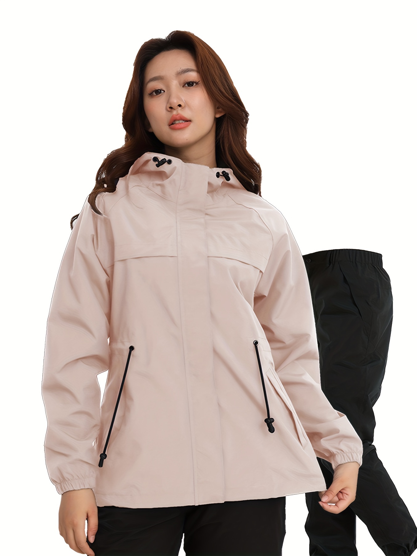Chaqueta impermeable larga para mujer, resistente al viento, con capucha  para exteriores, abrigo sólido, chaqueta aislante impermeable para mujer
