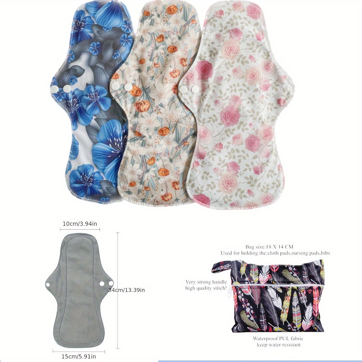 Random Prints Reusable Menstrual Pads Bamboo Cloth Pads - Temu