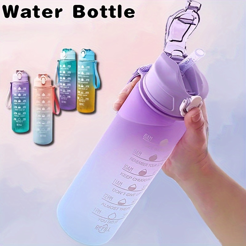 900ml/32oz Gradually Colored Time-marked Water Bottle, Daily Water