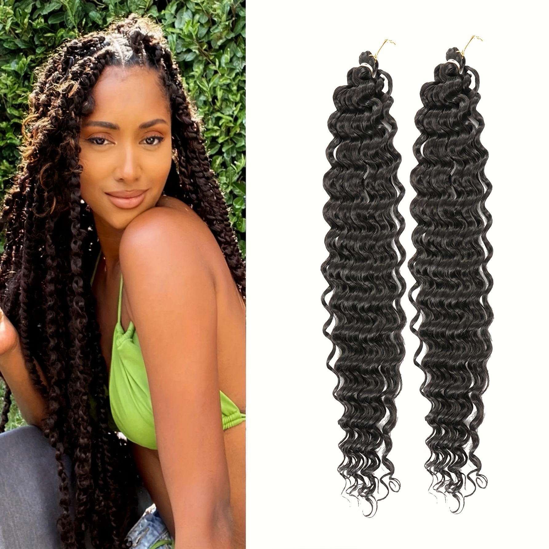 Deep Wave Crochet Hair Lungo Oceano Wave Braiding Hair - Temu Italy