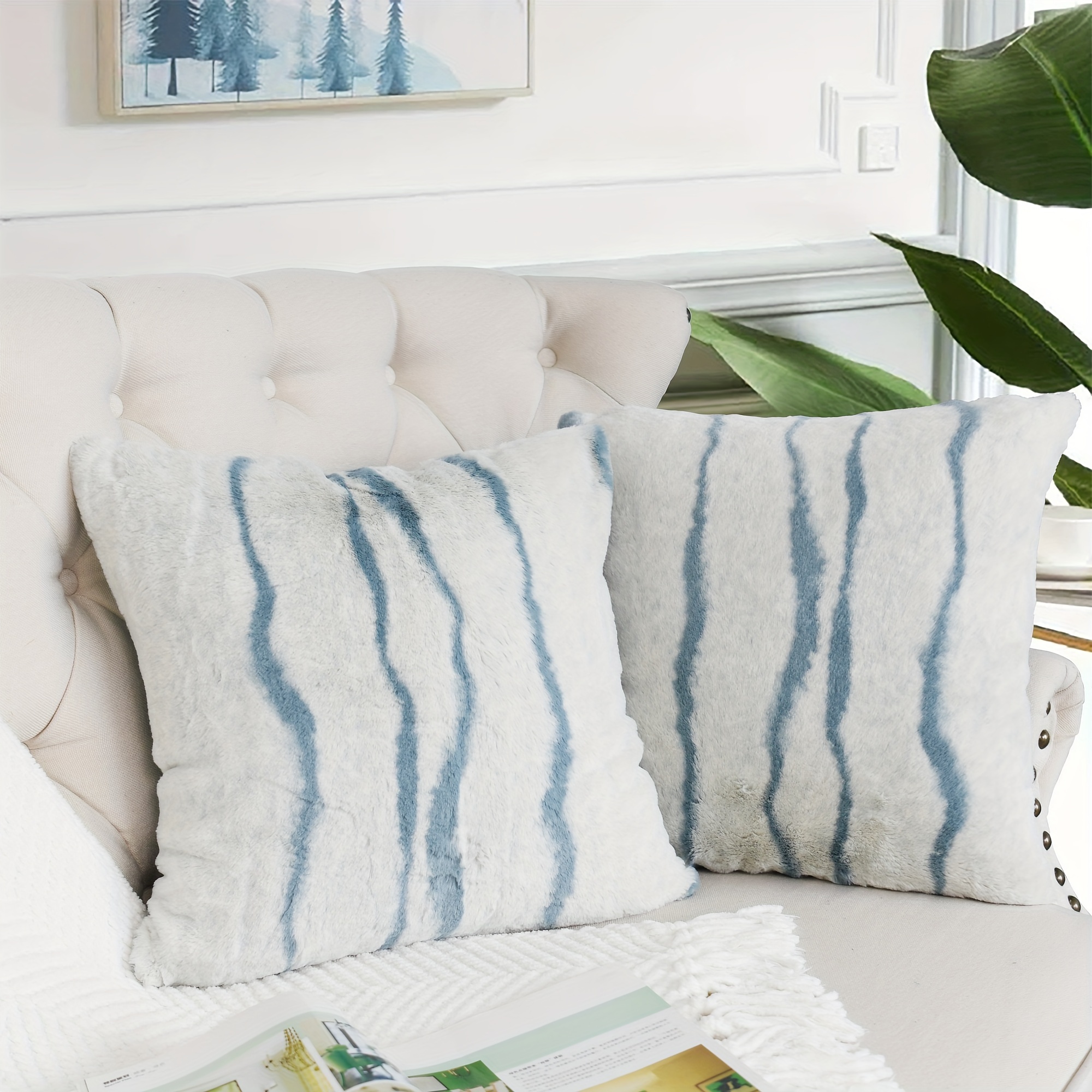 Gradient Striped Throw Pillows With Insert Square Cushion - Temu