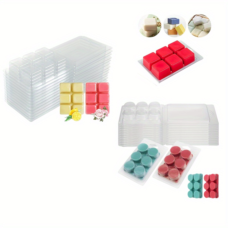 60 Pack Wax Melt Containers-6 Cavity Clear Empty Plastic Wax Melt