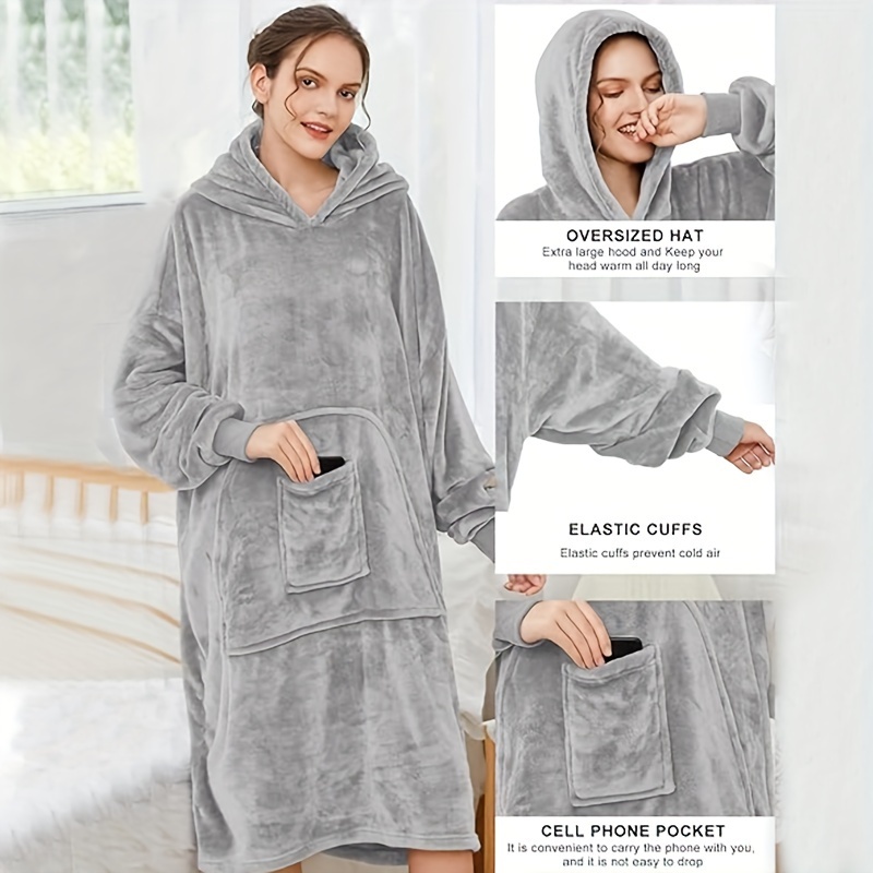  Bedsure Wearable Blanket Hoodie with Sleeves - Sherpa Hooded  Blanket Adult as Gifts for Mom Women Girlfriend, Winter Sweatshirt Blanket  Standard Grey : Home & Kitchen