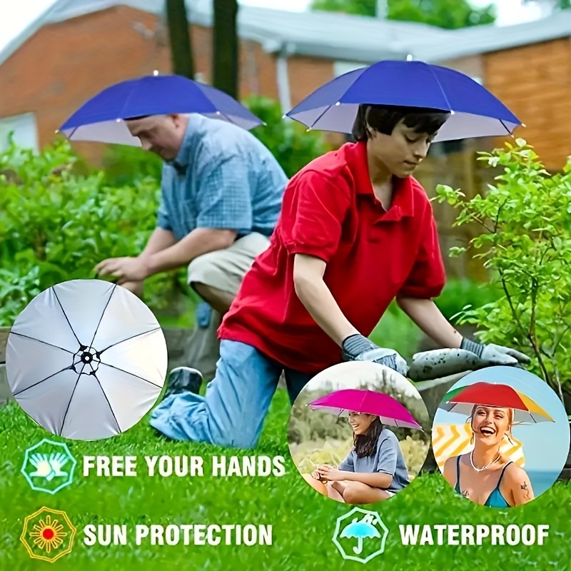Sombrero Paraguas Ligero Montado En Cabeza Protección Solar - Temu