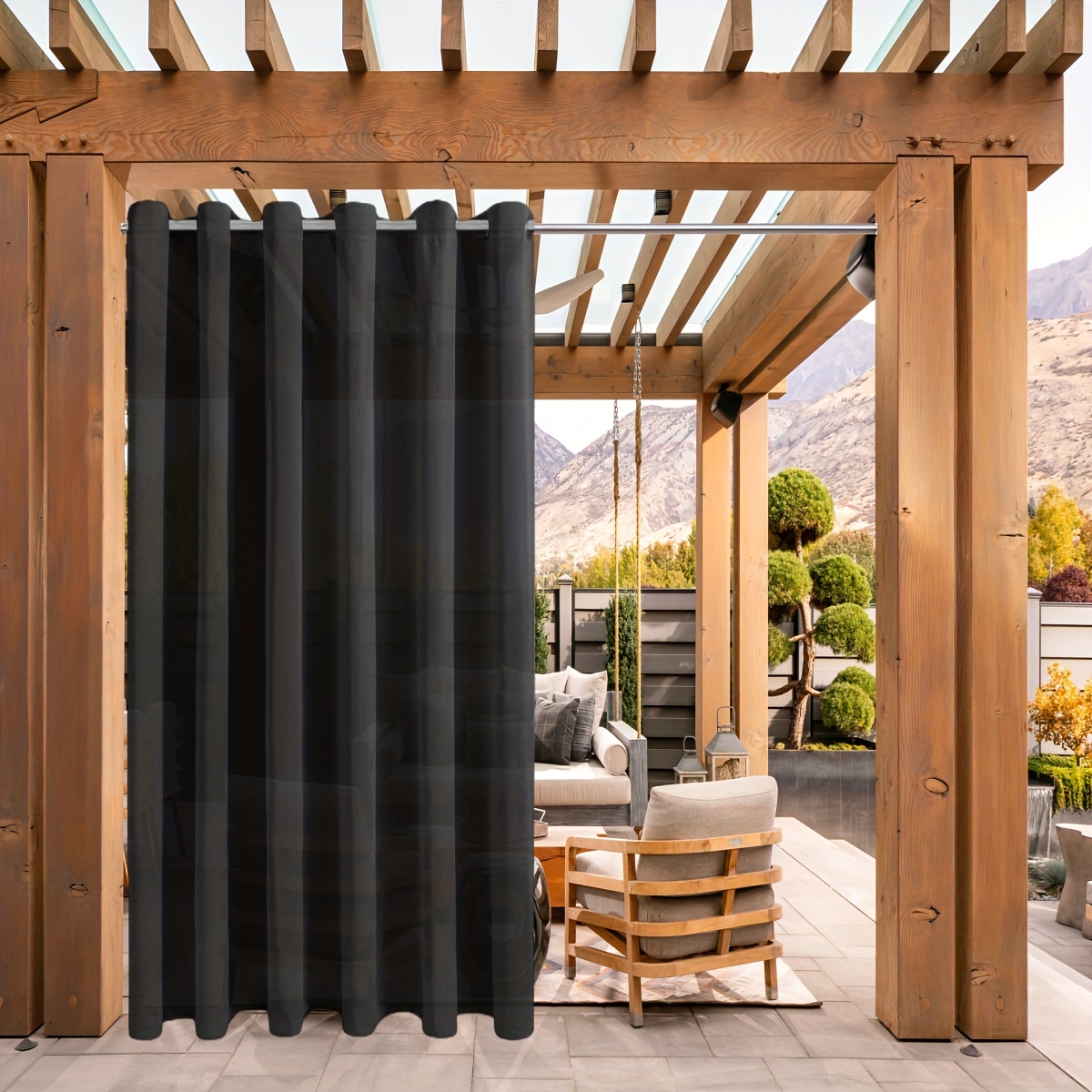  BJYX Cortinas impermeables para exteriores, cortinas de  privacidad para patio, porche, pérgola, cabaña, cenador, muelle, 1 panel :  Patio, Césped y Jardín