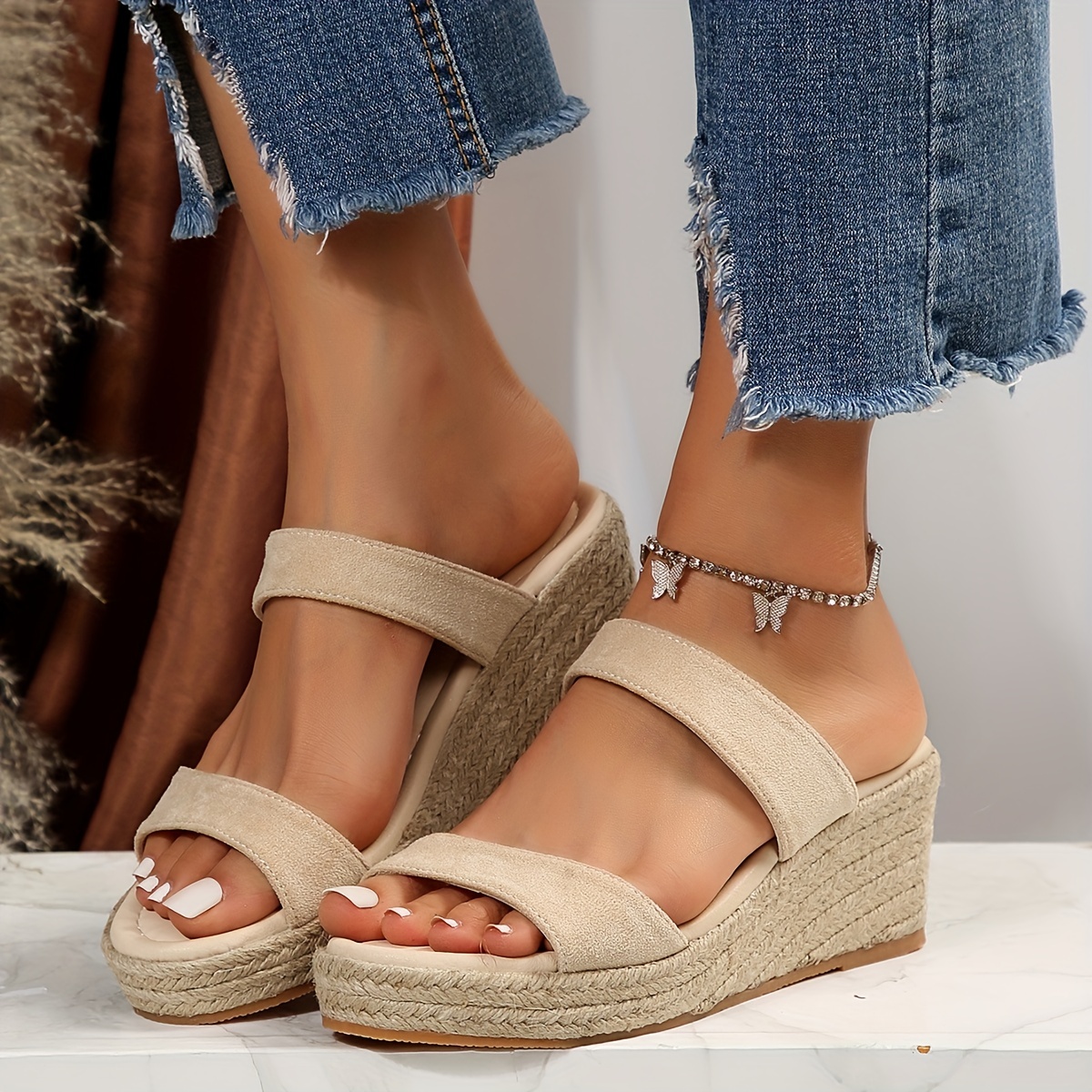 Platform best sale espadrille slide