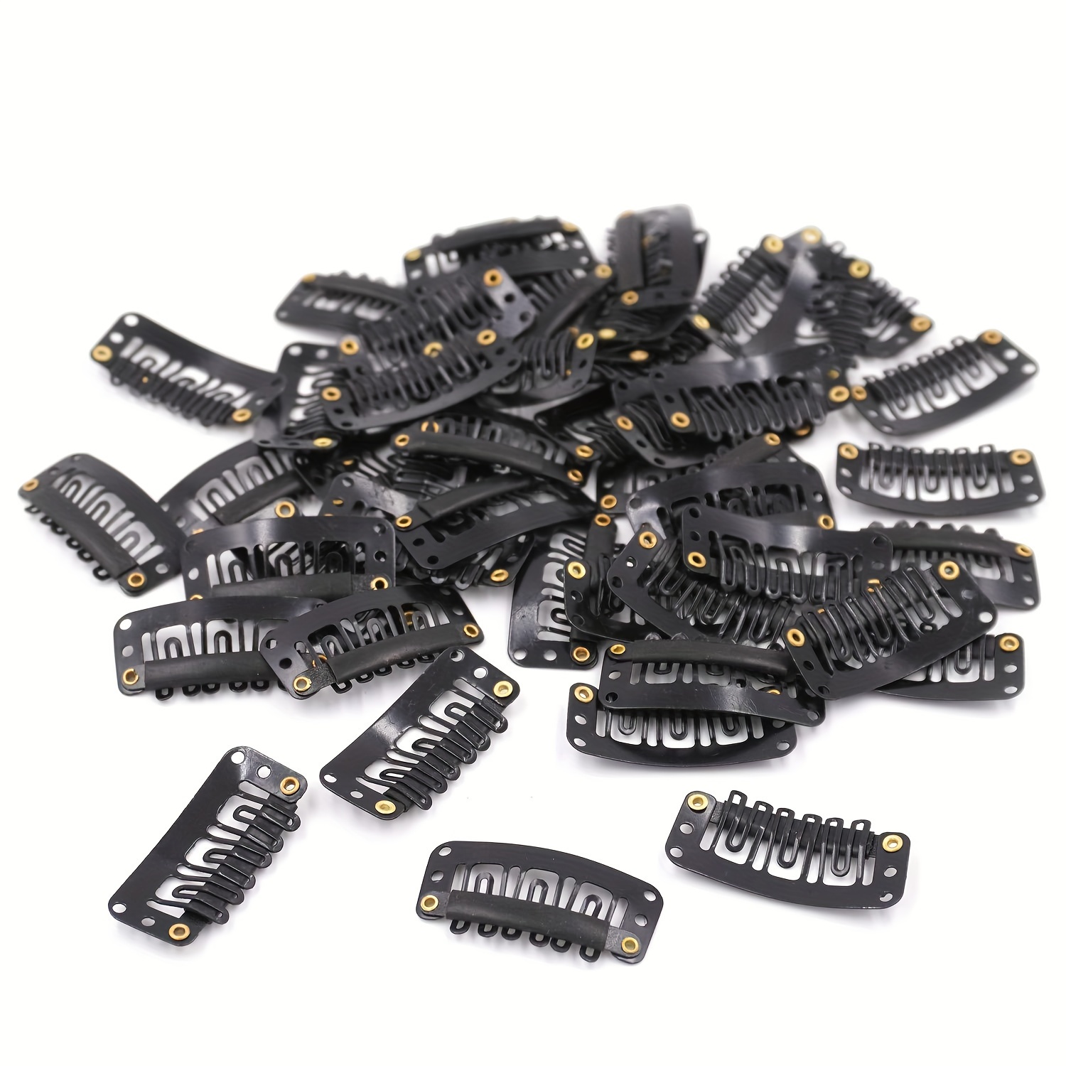 50pcs 6 Tips 6 Teeth Wig Snap Clip Hair Extension Clips Set Stainless Steel  Snap Hair Clips for Women Girls DIY Snap Comb Wig Clips Accessories for