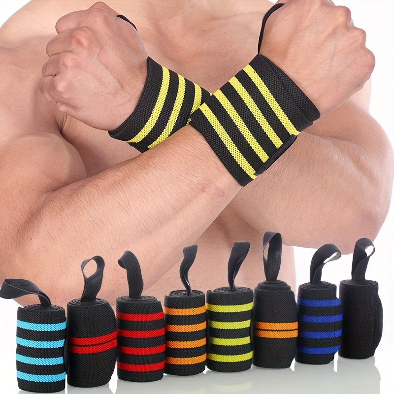 Paquete de 2 muñequeras para levantamiento de pesas para hombres, pulseras  de grado profesional, muñequeras para entrenamientos de gimnasio