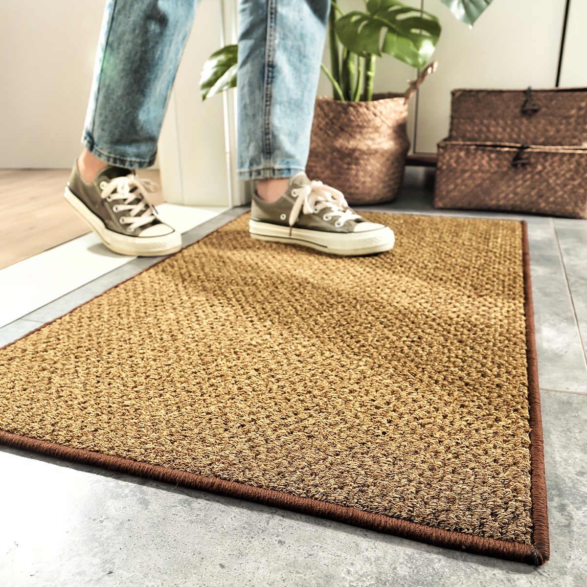 Welcome to Our Home Back Door Mat Outdoor Entrance Customized Dog's Image  and Name Entryway Floor Coir Mat Carpet Front Porch Rug Farmhouse Home Rug