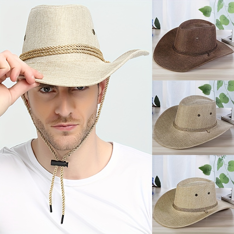 1pc Spring Summer Large Rim Western Cowboy Hat For Men And Women