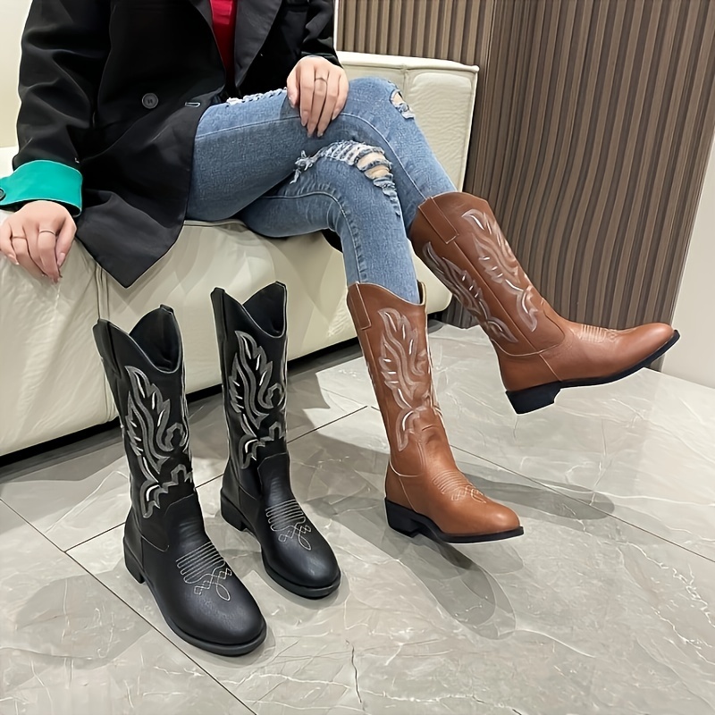 Botas Vaqueras Negras Para Mujer Temu Mexico