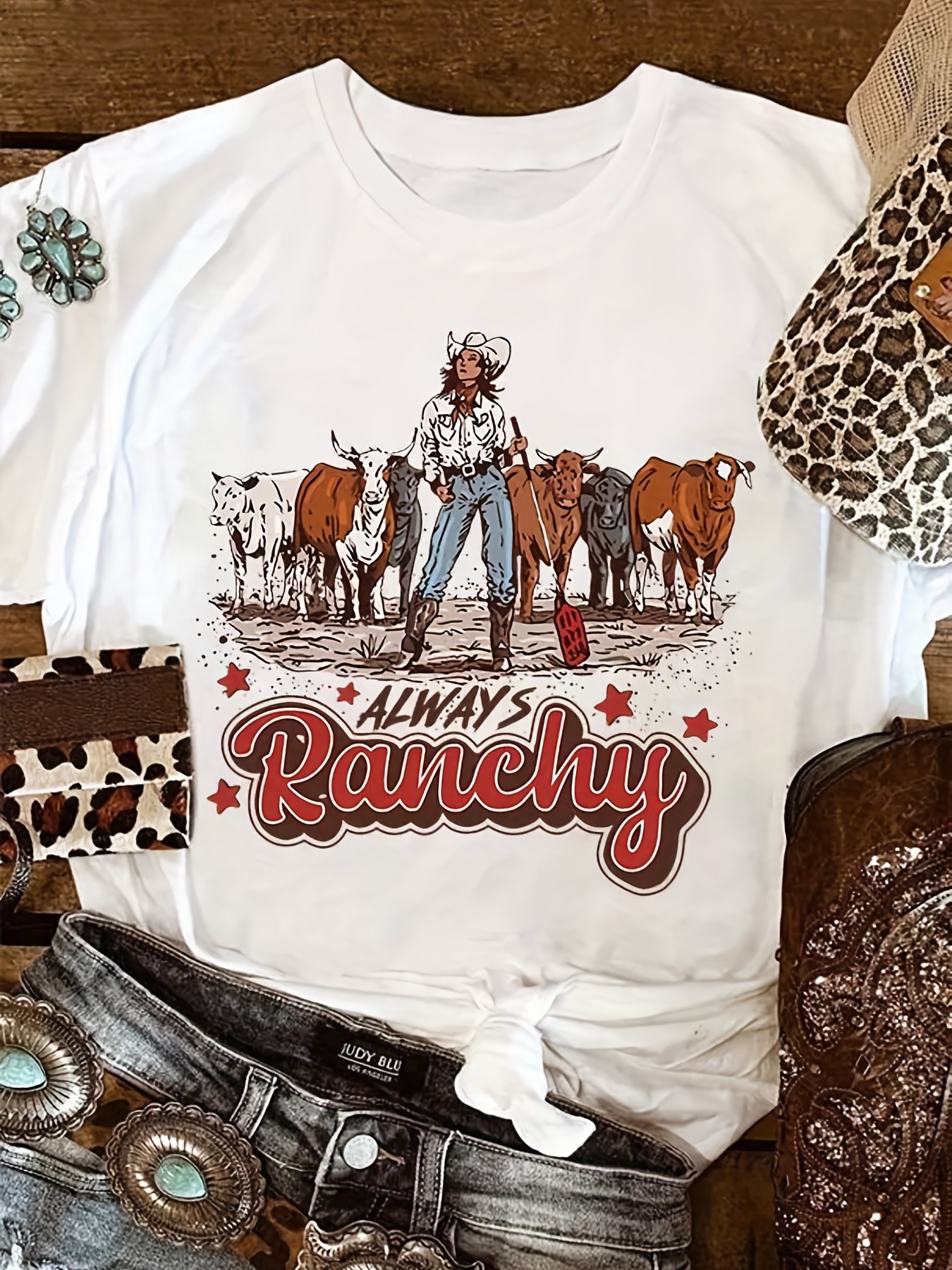 Rodeo Wild West Shirt Women Vintage Retro Cowgirl Cow Bull Short Sleeve  Fringe Trim Tassel Top at  Women's Clothing store
