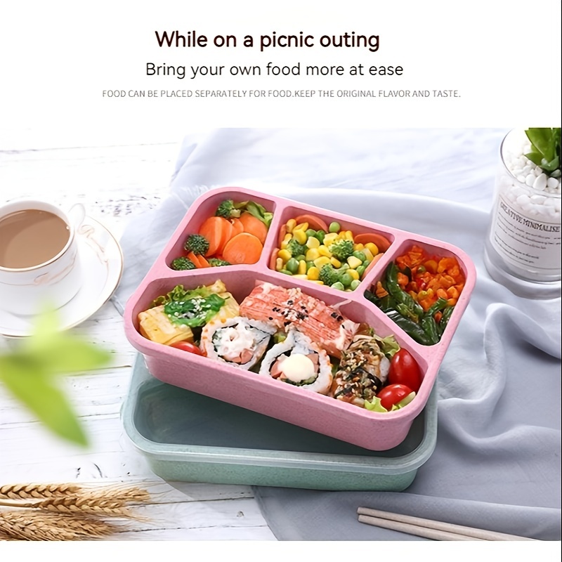 Wheat Straw Divided Snack Containers Japanese Style Lunch - Temu