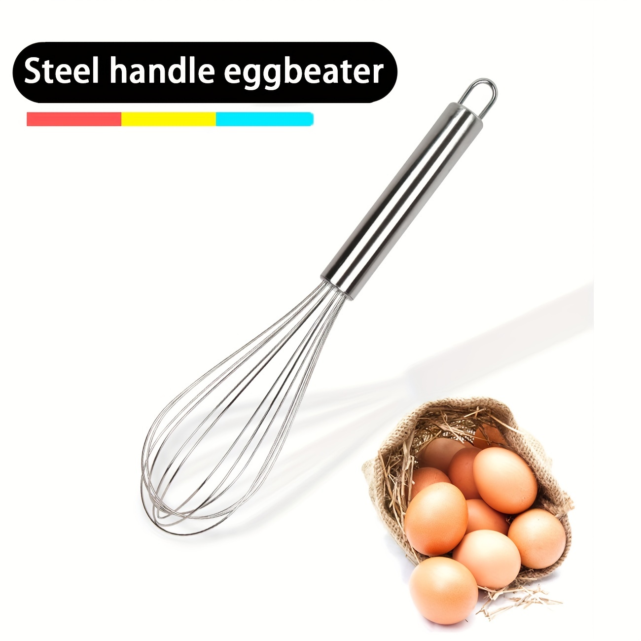 1PC Whisks for Cooking Whisk Wisk Kitchen Tool Stainless Steel Wire Whisk  Egg Beater for Blending Whisking Beating Stirring Baking(S,M,L) Silver