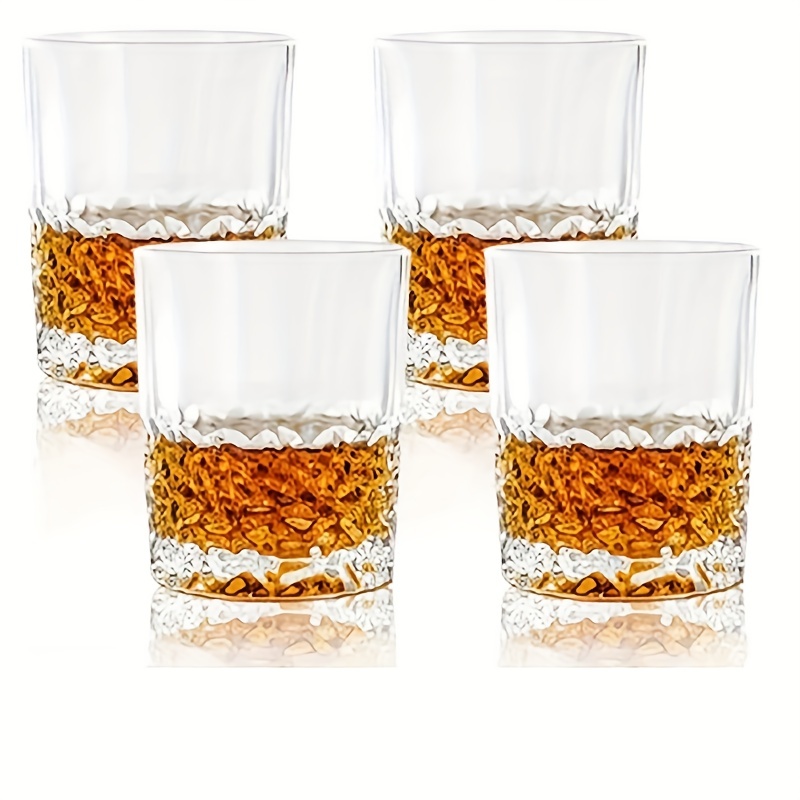 KEMORELA 12oz Drinking Glasses Art Deco Cocktail Glasses Set  of 4 Glass Cups, Arch Design Glassware, Trendy Ripple Glass, Beverages Ice  Coffee Cup, Ideal for Whiskey, Beer, Juice, Water -Small